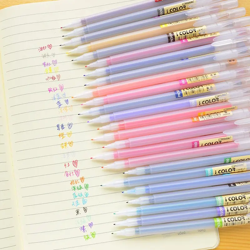 Creative Cute 12 colors fiber marker pens set 0.38mm tip thin Hook line gel pen delineating Student Drawing School art supplies