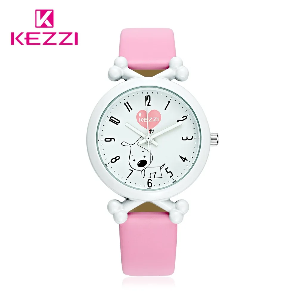 Kezzi Kids Watches Cartoon Leather Dog Quartz Watches Waterproof Children Clock Boys Girls Students Wristwatch montre enfant