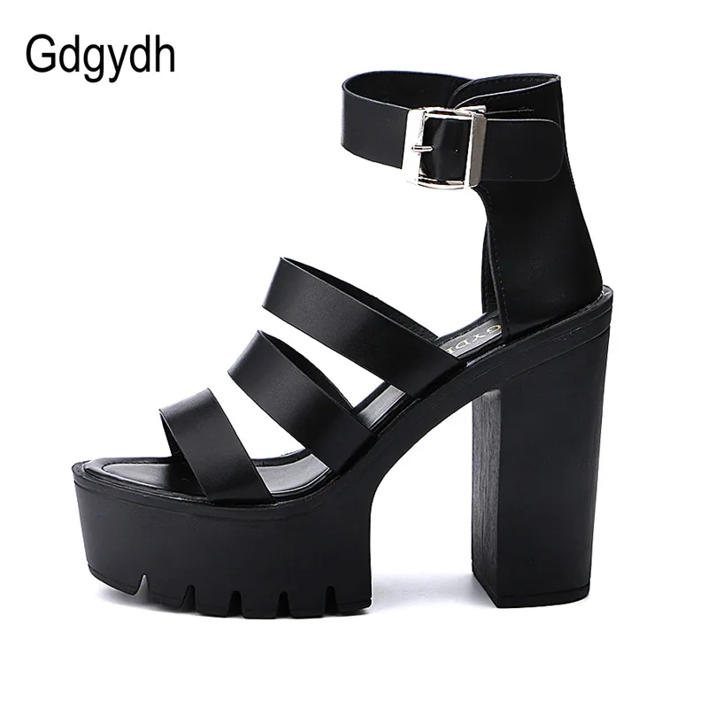 Gdgydh  Summer Shoes Women White Open Toe Button Belt Thick Heel Wedges Platform Shoes Fashionable Heeled Sandals Ankle Strap