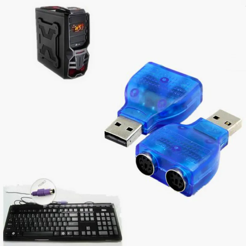 Slim USB 2.0 to PS/2 adapter dongle To use your PS/2 Keyboard/Mouse on a USB port computer accessories  Drop Shipping