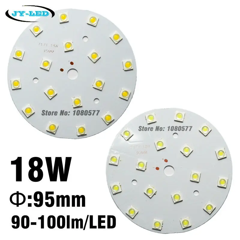 95mm Diameter 18W LED PCB Board, 1800lm Lumen SMD7171 HuaLei Chip Aluminum Plate White/Warm White For LED Bulb Light Source