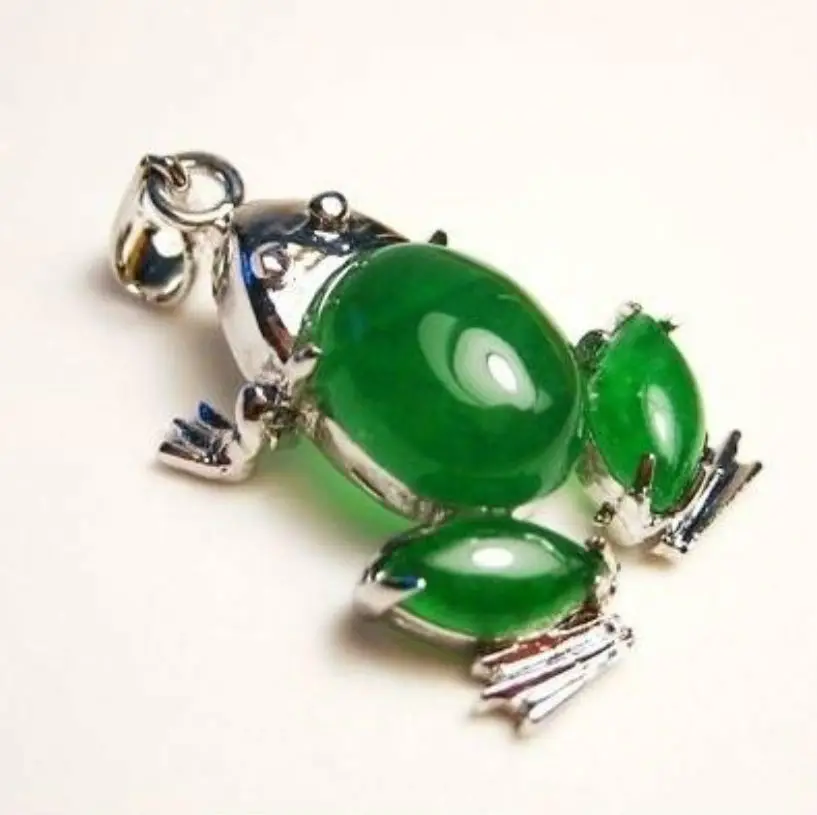 

cute green JADE frog NEW pendant