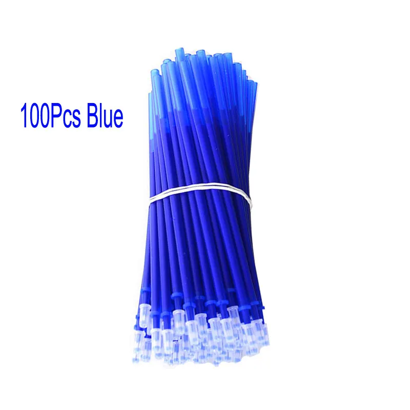 100Pcs/Set 0.5mm Erasable Gel Pen Refill Rod Blue Black Red Green Orange Color Ink Office School Writing Stationery Accessories