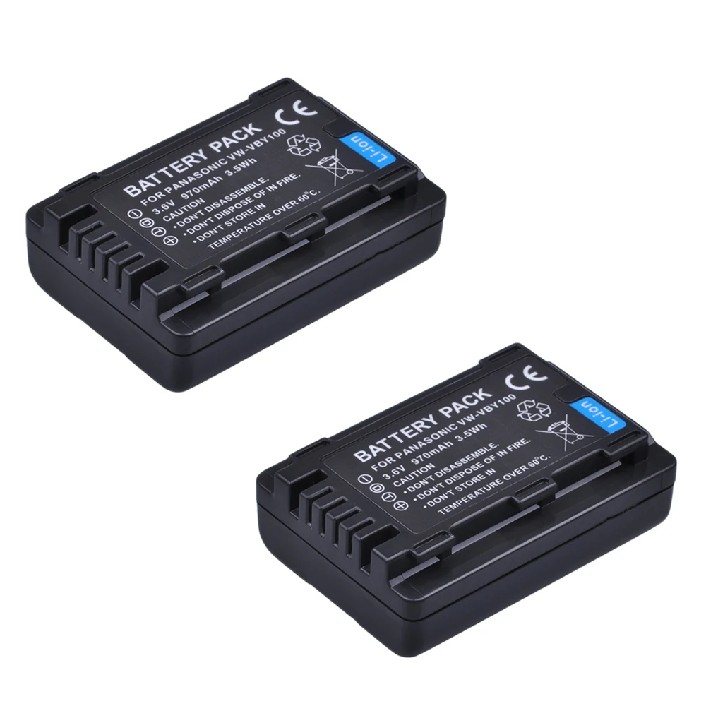 2 batteries rechargeables VW-VBY100 VBY100 + double chargeur USB pour appareils photo Panasonic HC-V110 V110GK-K V201 V201GK-K V130