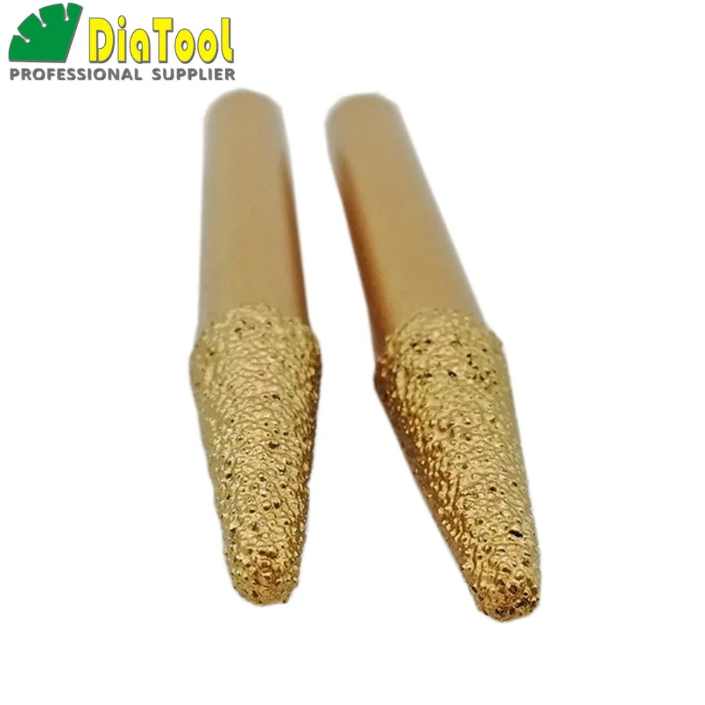 DIATOOL 2 قطعة فراغ صنع من النحاس الماس نحت بت ، CNC الحفر بت للحجر (10-4/30 مللي متر) مخروط نوع ، الماس نتوءات