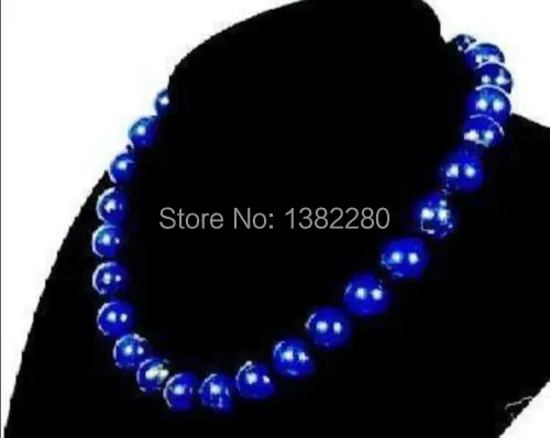 

Fashion beautiful 12mm Egyptian Lapis Lazuli Necklace 18" JT507