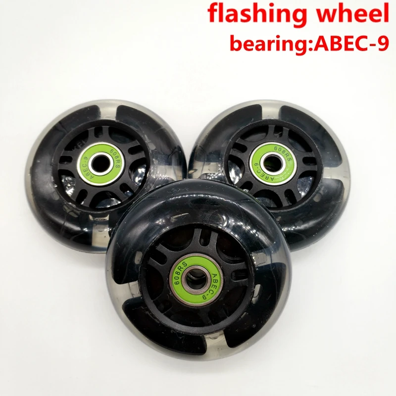 free shipping flashing scooter wheel 80x24 mm 2 pcs / lot with bearings lighting wheel