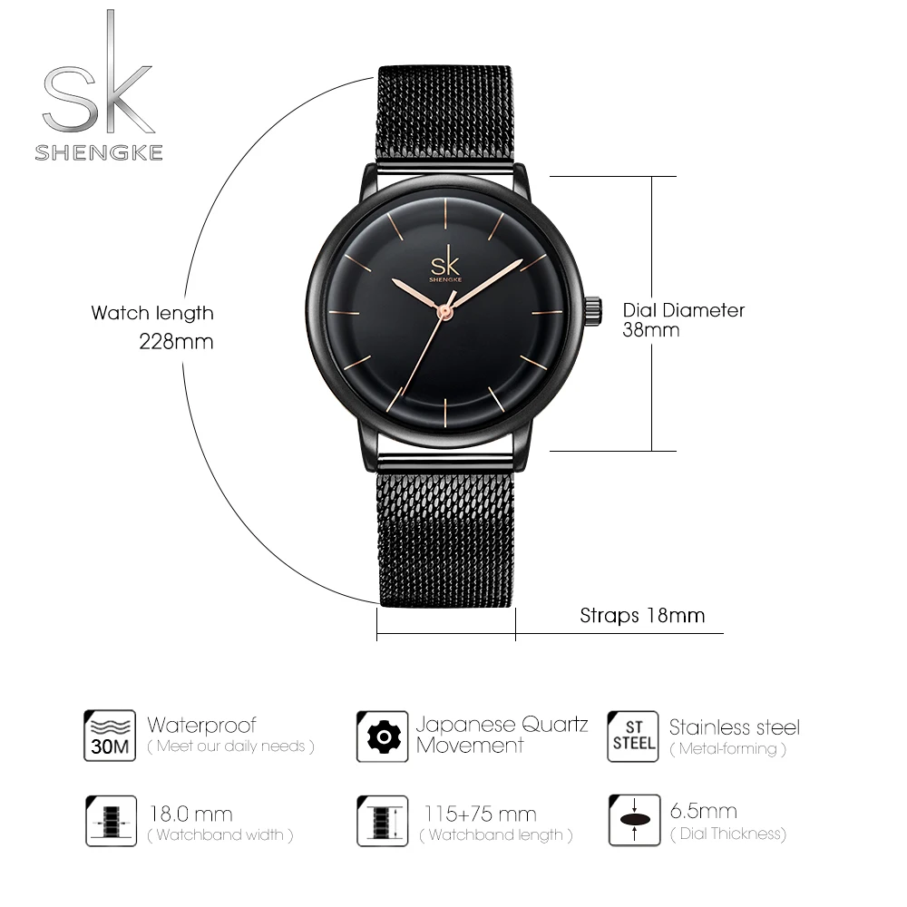 SK Leather Watches Women Simple Fashion Quartz Watches For Reloj Mujer Ladies Wrist Watch SHENGKE Relogio Feminino