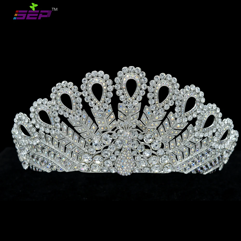 High Quality Austrian Crystal Peacock Tiaras Crown for Women Wedding Jewelry Hair Accessories Gift SH8557