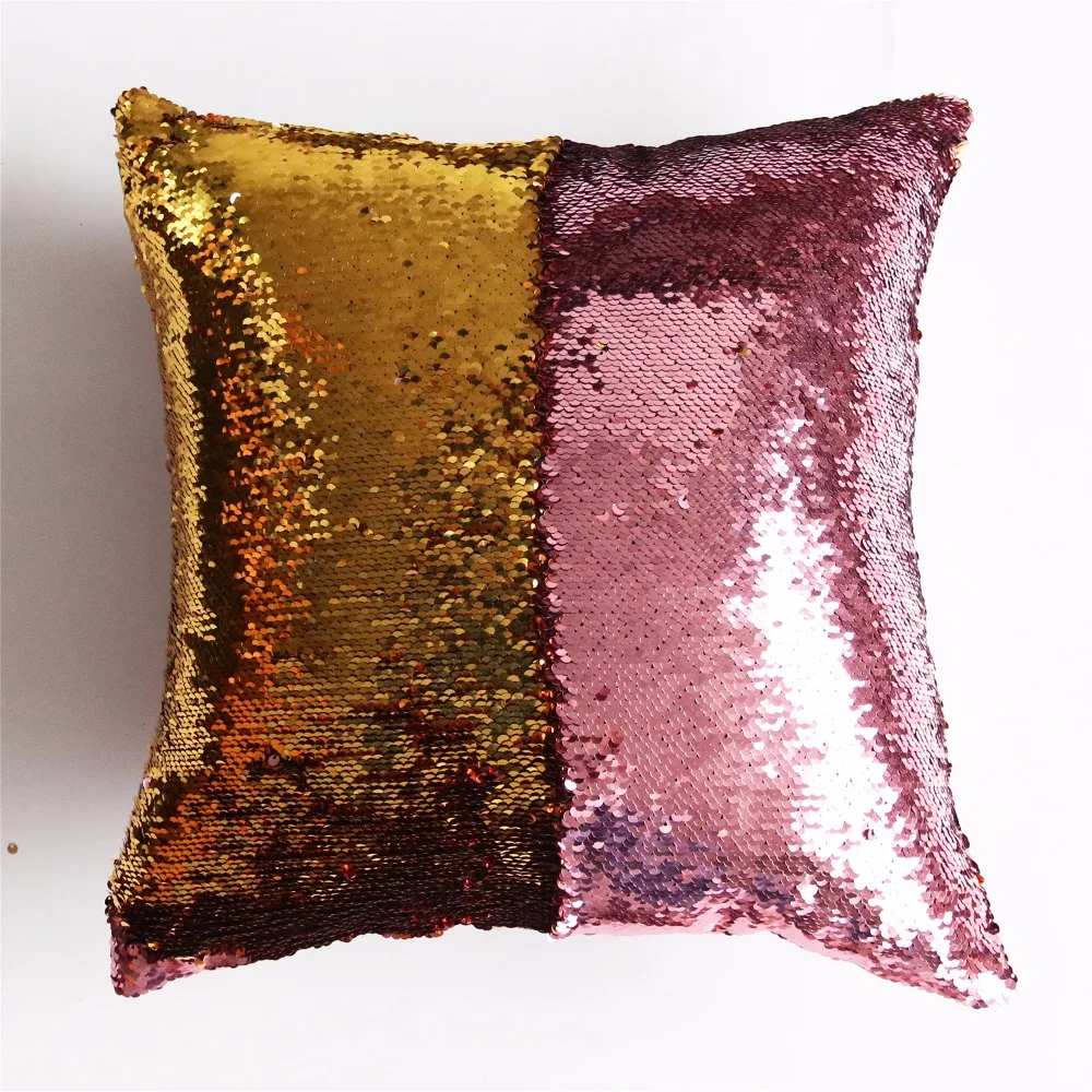 DIY Mermaid Sequin Cushion Magical Pink Throw Pillowcase 40cmX40cm Color Changing Sofa Bed Decor Decorative Reversible