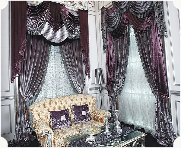 Purple Grey Roman Stick Rod silver grey curtains for Restaurant Curtain Classic elegant Living Room Curtains for Bedroom Blinds image 2