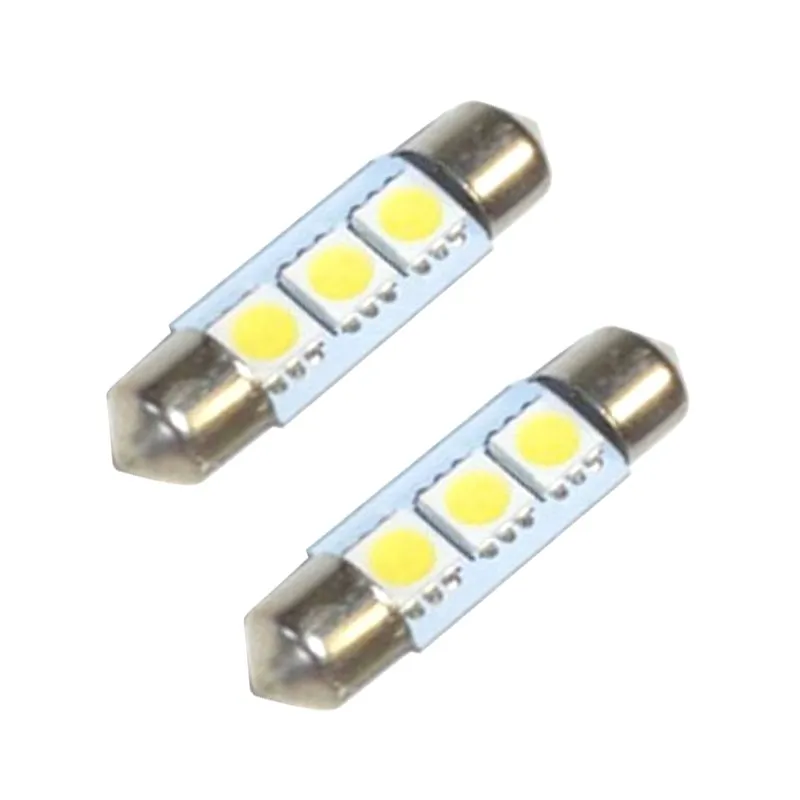 100pcs Festoon 36mm 39mm C5W 3 SMD 5050 LED Bulb Car Licence Plate Light Auto Housing Interior Dome Lamp White 12V Car Styling