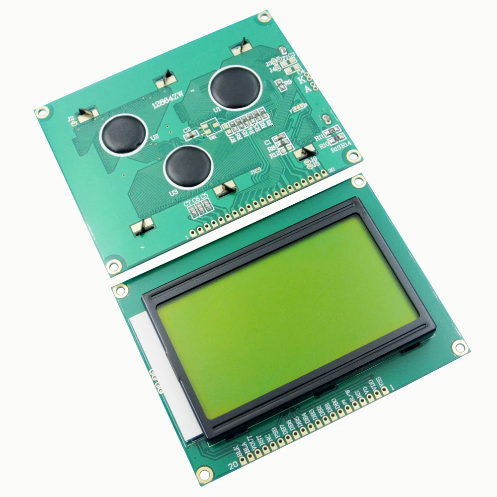 10pcs 128*64 DOTS LCD Module 5V Yellow and Green/B Screen 12864 LCD with Backlight ST7920 Parallel Port