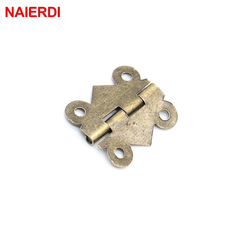 NAIERDI-Dobradiças com Mini Borboletas, Gaveta do Armário, Caixa de Jóias, Ferragens para Móveis, Bronze, Dourado, Prateado, 20mm x 17mm, 30 peças