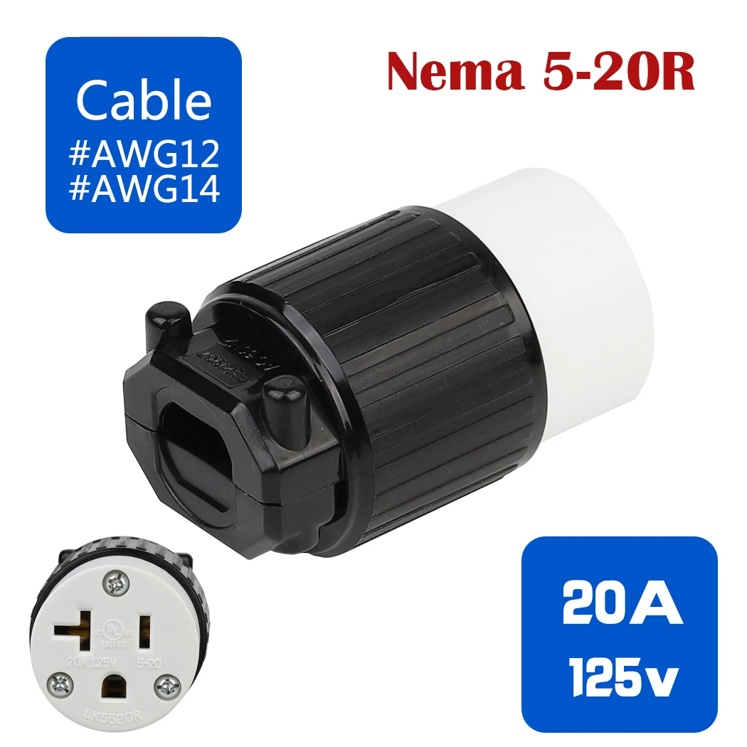 JORINDO NEMA 5-20R Nema 5-20P United States industrial-grade self-wiring sockets , 20A/125V,  US connection socket