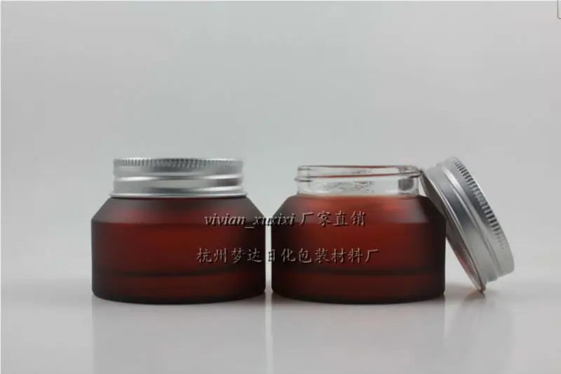 

50pieces High quality 50g rose red cream jar, 50g cosmetic jar , empty 50 g frost glass cream container wholesale