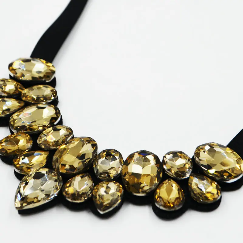 new crystal collar trendy necklaces & Pendants chains wedding accessories multi color glass choker long necklace women collares