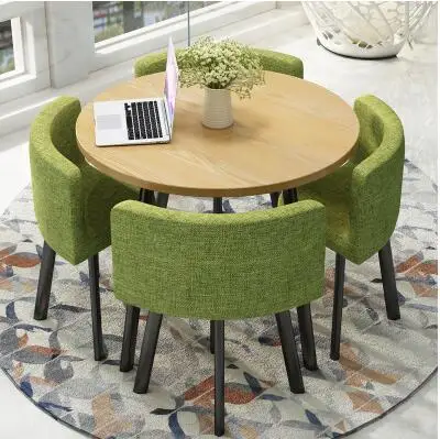 Simple reception table and chair combination negotiation table shop parlor table and office casual round table party table.