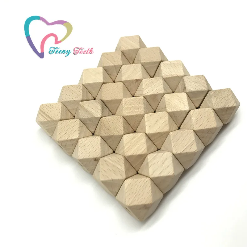 

100 PCS 15 MM Beech Wood Hexagon Beads Unfinished Beech Beads DIY Craft Jewelry Safe For New Mommy Chewable Hexagon Beads