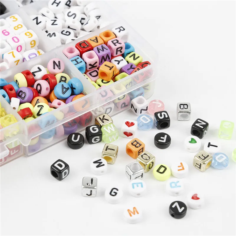 1040pcs Acrylic Beads Random Mixed Color Russia Square Flat Alphabet Letter Beads For Jewelry Making Bracelet DIY