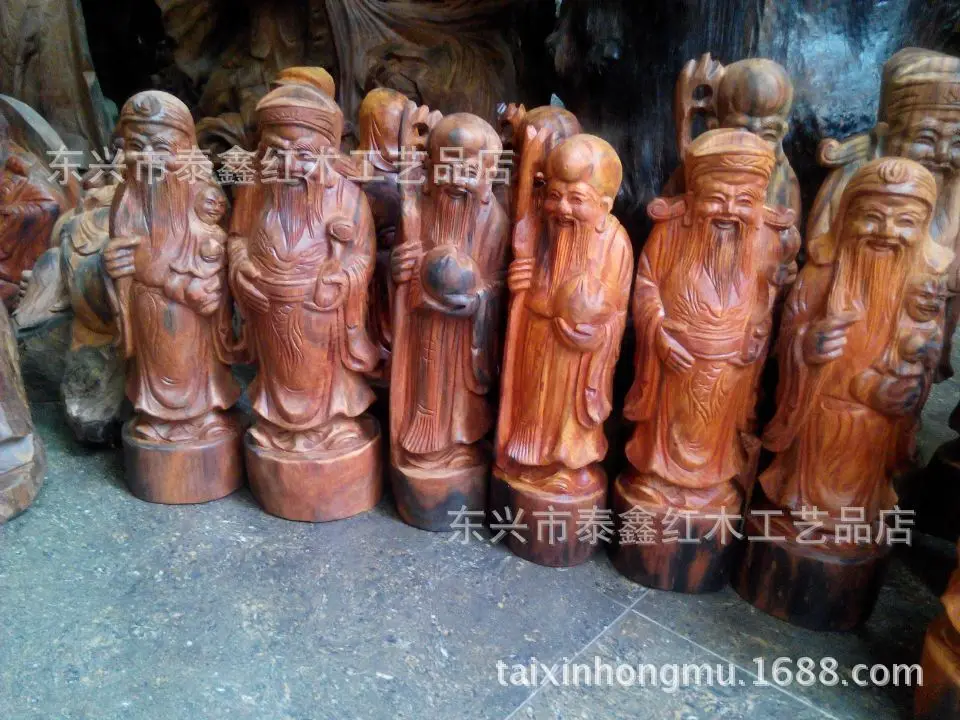 Vietnam male red wood carving ornaments three Gods Samsung suits wholesale wood crafts