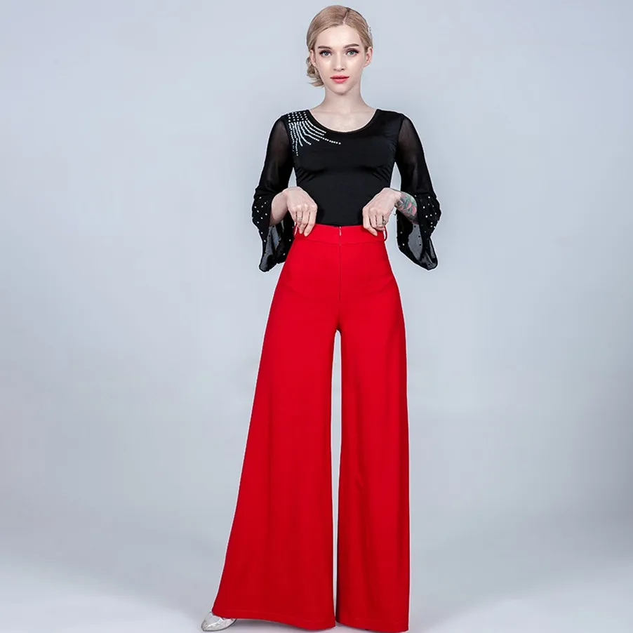 Calça de dança feminina latina, roupa moderna de dança de flamexpanso, para salão de baile, fantasia moderna de dança valsa, roupa de dança latina