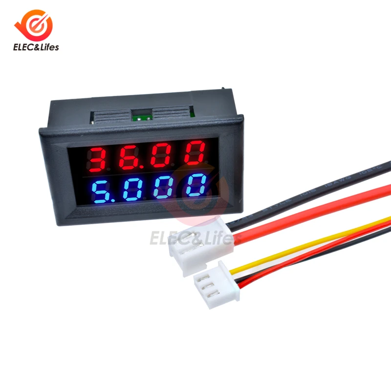 DC 100V 200V 10A Dual 0.28\'\' LED Digital Voltmeter Ammeter Detector 4 Bit 5 Wires Voltage Current Meter Volt amp tester 10A