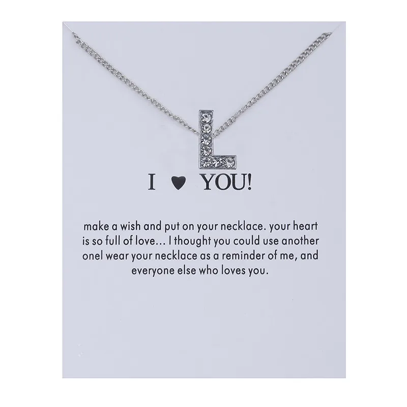 Women Name Personality Alphabet Initial Letters Message Card Necklace Pendant Women Necklaces I Love You Jewelry Gifts