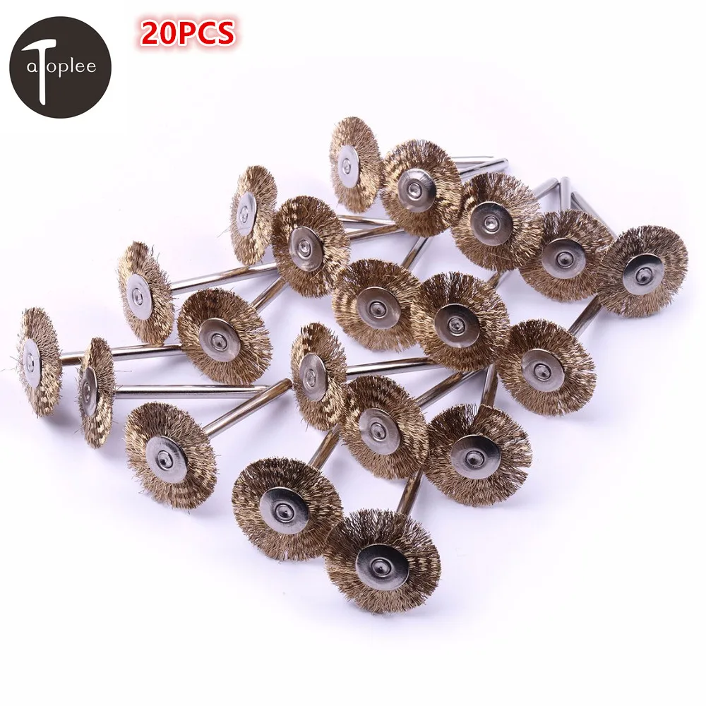 20pcs Brass Wheel Brushs 22MM Grinder Rotary Wire Brush Dremel Accessories Polishing Tool