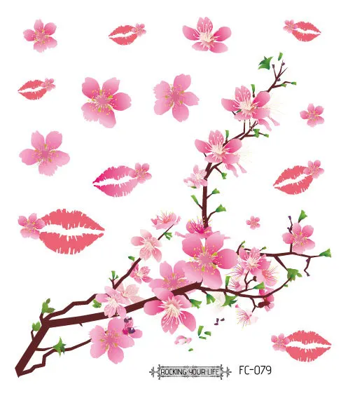 

Factory Unicorn Flamingo Flying Crane New Sexy Pink Lip flowers Tatttos Sakura sexy clavicle flower arm tattoo stickers 500PCS