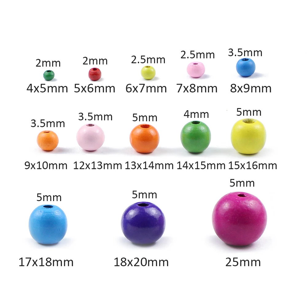 Rich Color Round Wooden Spacer Beads 5-25mm Ecofriendly Ball Loose Beads For DIY Jewelry Handwork Making Necklaces Accessories