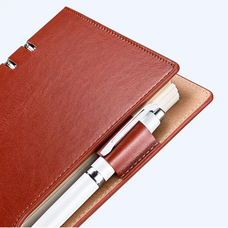 A5 Leather Cover Spiral Notebook Ring Binder Index Dividers Pen Holder Filler Diary Agenda Planner Accessories Journal