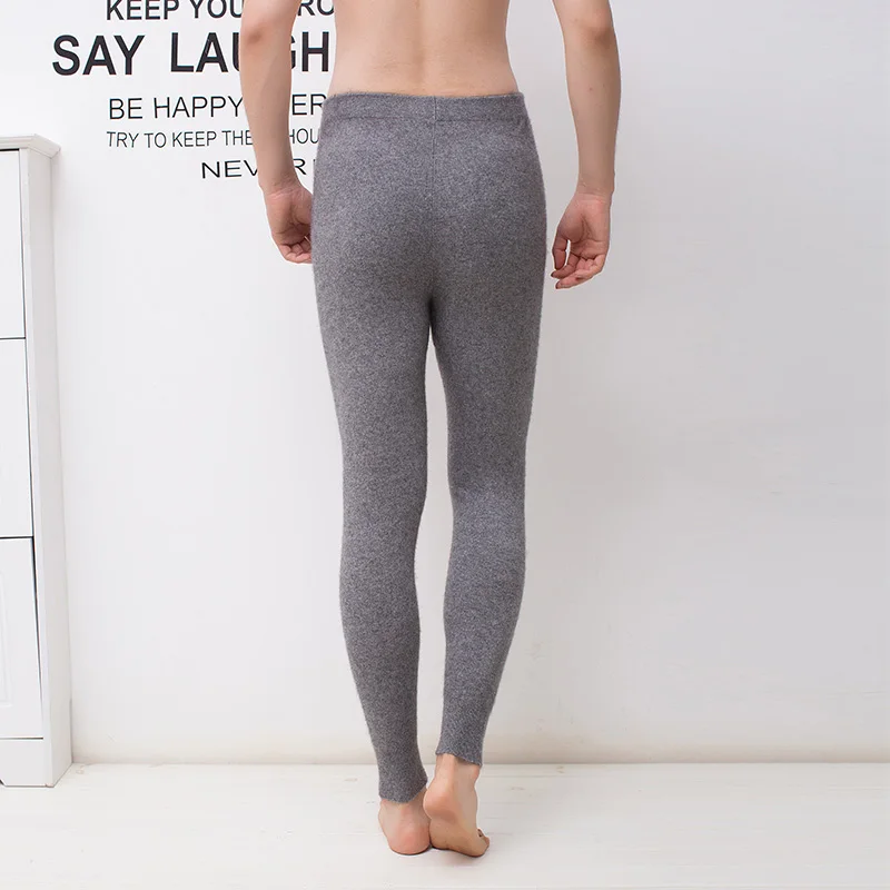 Men Leggings 100% Pure Cashmere Knitted Trousers Winter New Fashion High Quality Soft Pants Man Warm Elastic Pant Male Legging