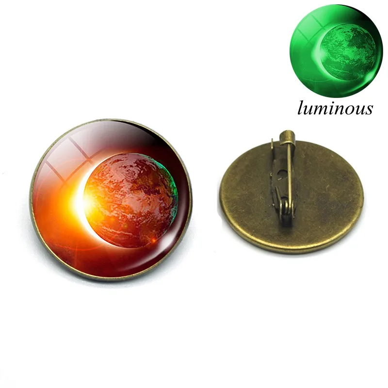 1pcs Fluorescent Stars Planet Art Photo Brooch Pin Badge Universe Outer Space Jewelry Astronomy Gifts Can Glow In The Dark