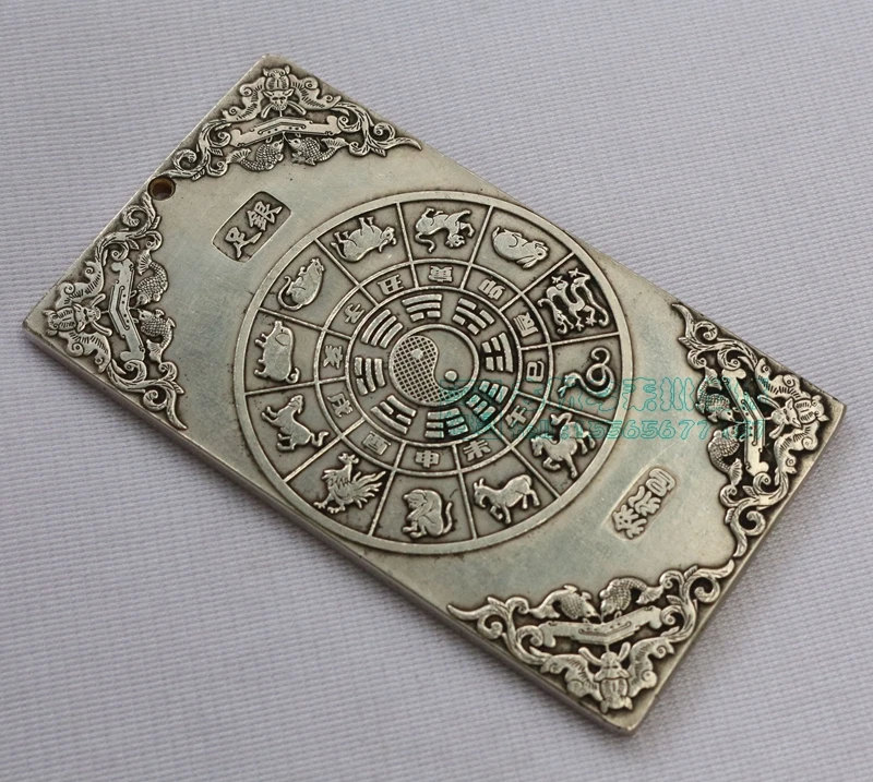 Chinese tibet Silver Bullion thanka Fengshui The gods abolish poison statue necklace pendant metal handicraft