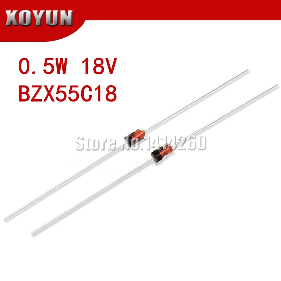 100pcs/lot BZX55C18 0.5W 18V  1/2W DO-35 Zener Diodes