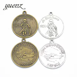 YuenZ 5 pcs Antique Silver color Charms Metal Pilot commemorative coin Charm Round Pendant Necklace Jewelry Making 30*27mm J343