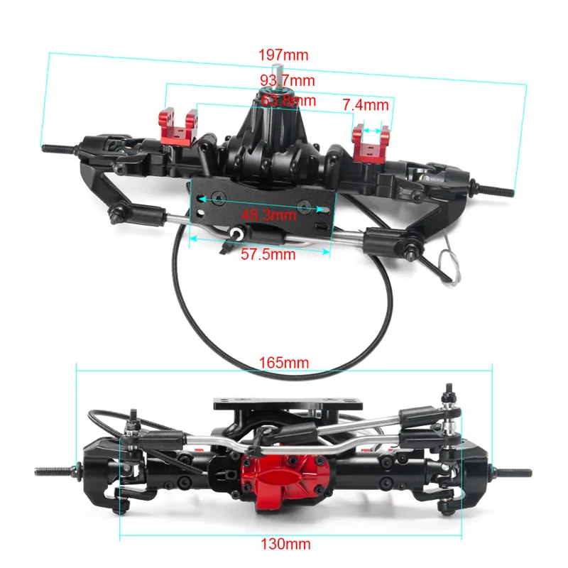 AXSPEED RC Car Axle Aluminum Alloy Front Rear Axle with Differential Lock for 1/10 RC Crawler D90 TF2 Upgrade Parts