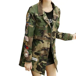 New Women Autumn Winter Camouflage BF Camo Jacket female Military Fatigues Restoring Pockets Army Green Jacket top 2021 Y1126