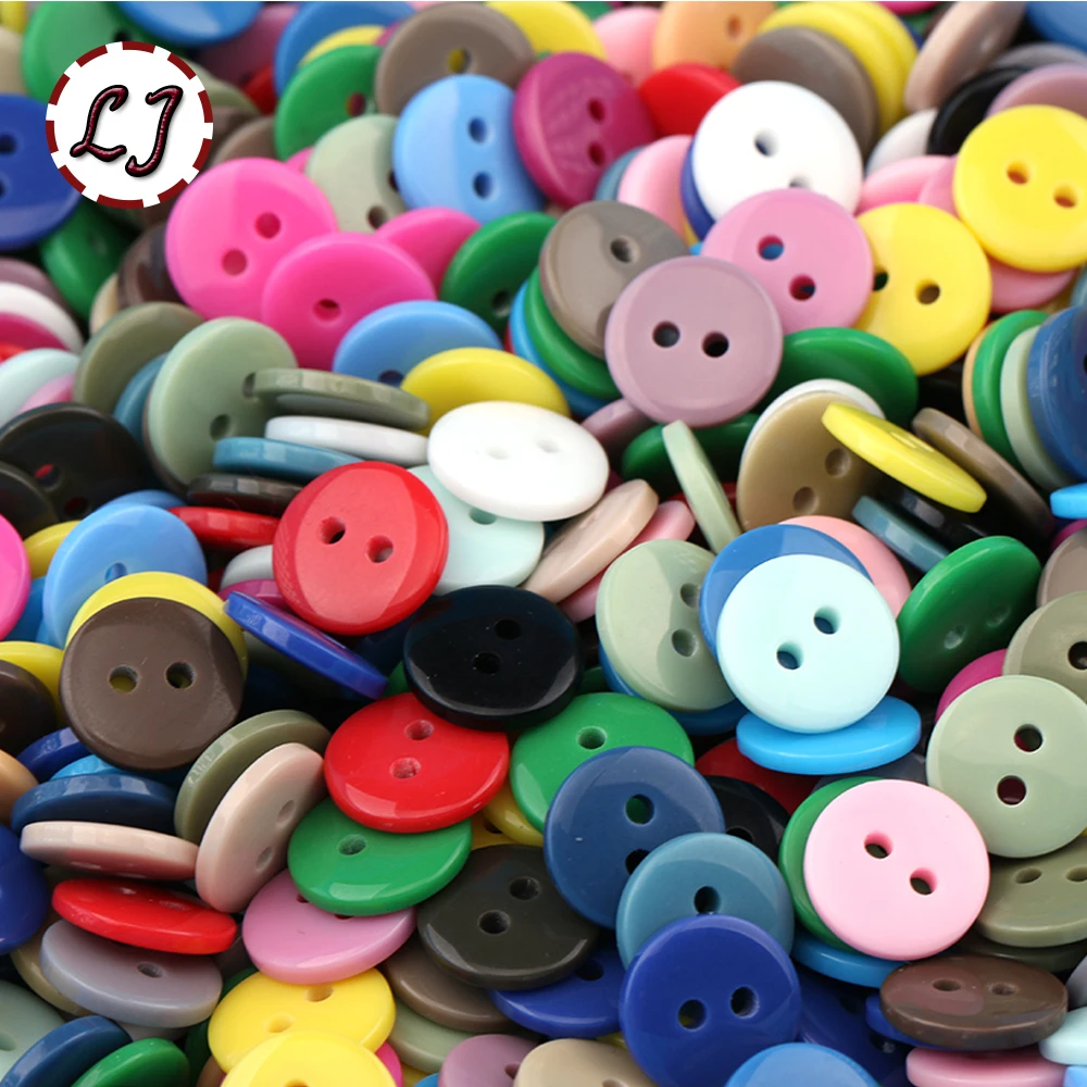 100pcs/lot Resin Sewing Button Round 2 Holes 10mm( 0.4in) Dia sew on button accessories handmade children button DIY