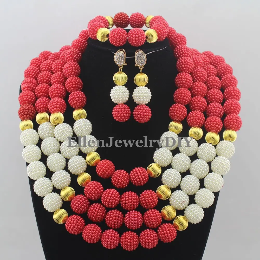 

African Jewelry Set Nigerian Beads Wedding Jewelry Set Bridal Statement Jewelry Set Free Shipping W11989