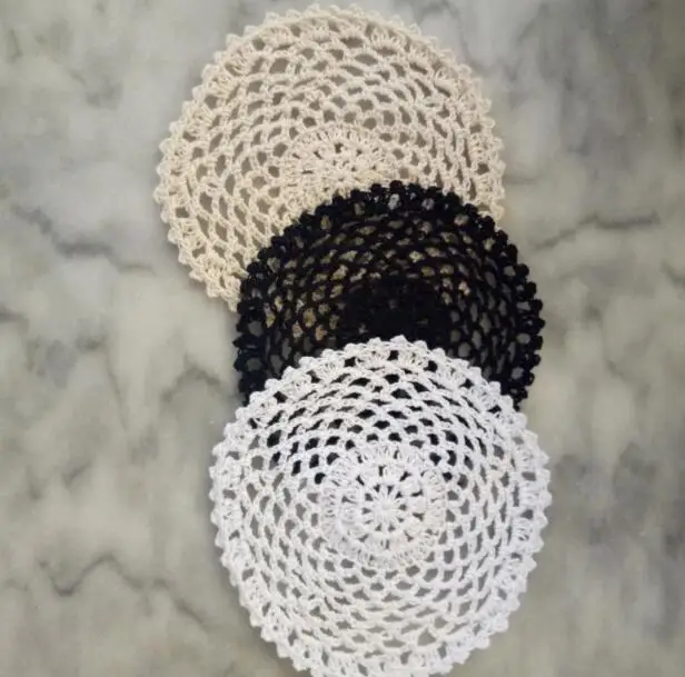 TOP Round Cotton Placemat Cup Coaster Mug Kitchen Christmas Dining Table Place Mat Cloth Lace Crochet Tea Coffee Doily Dish Pad