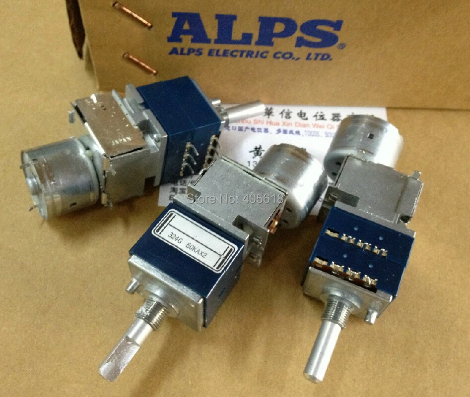 Japan ALPS 50KAX2 Motorized Volume Potentiometer RK27 Dual 50K Rounded handle