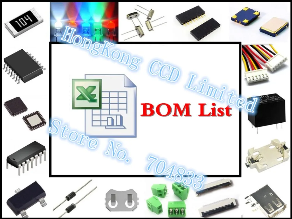 BOM list of Material quotation bill of materials  .integrated circuit.electronic diy kit.lcd.oled.oscillator.potentiometer.diode