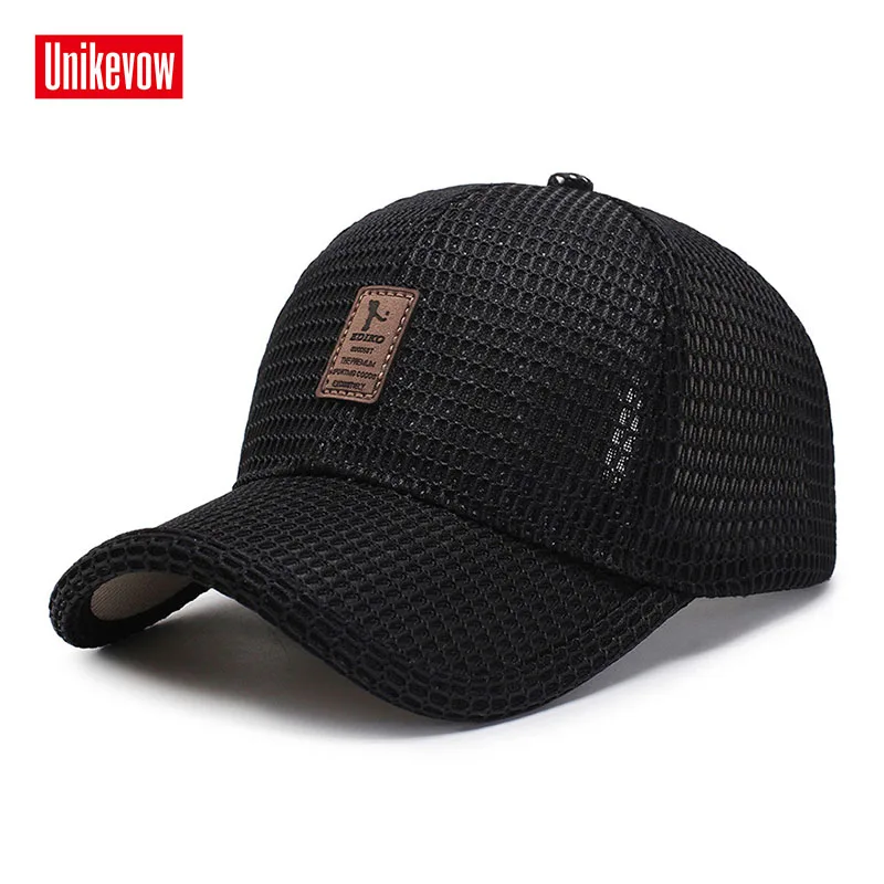 

UNIKEVOW 1Piece Full mesh Baseball Cap Men's Adjustable Cap Casual leisure hats Solid Color Fashion Snapback Summer Fall hat