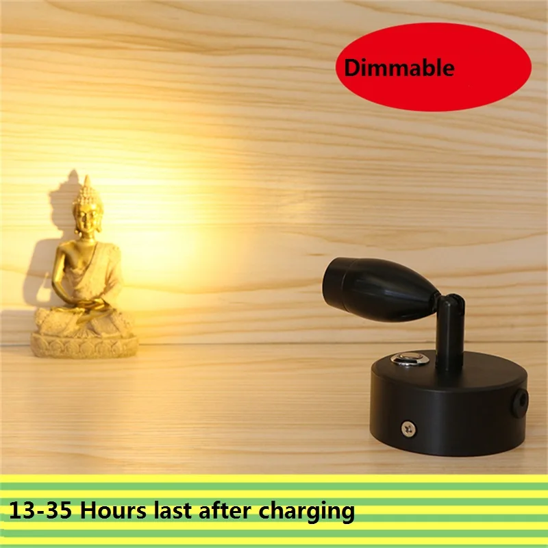 0.5-3W 13-35hours  dimmable recharging led spot lamp,jewelry showcase lamp , brightness adjust cabinet rotatable battery light