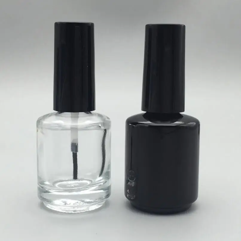 Wholesale 10ml Matt Black Glass Round Empty UV Gel Empty Nail Polish Bottle With Black Screw Cap LX1079