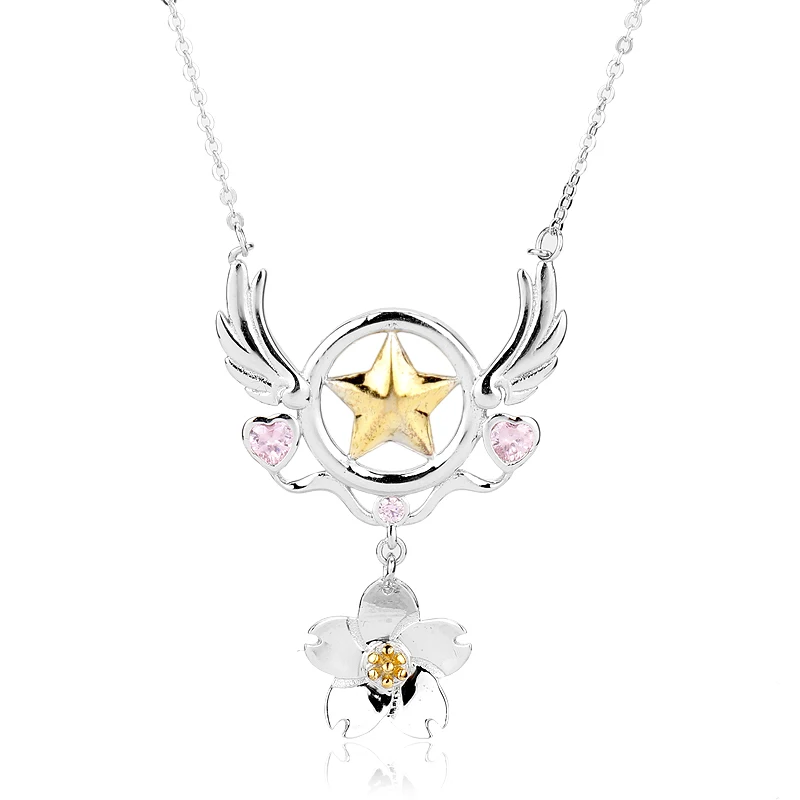 dongsheng Anime Card Captor Sakura Necklace Star Flowers Cardcaptor Sakura Cosplay Pendant Woman Girl Jewelry -30