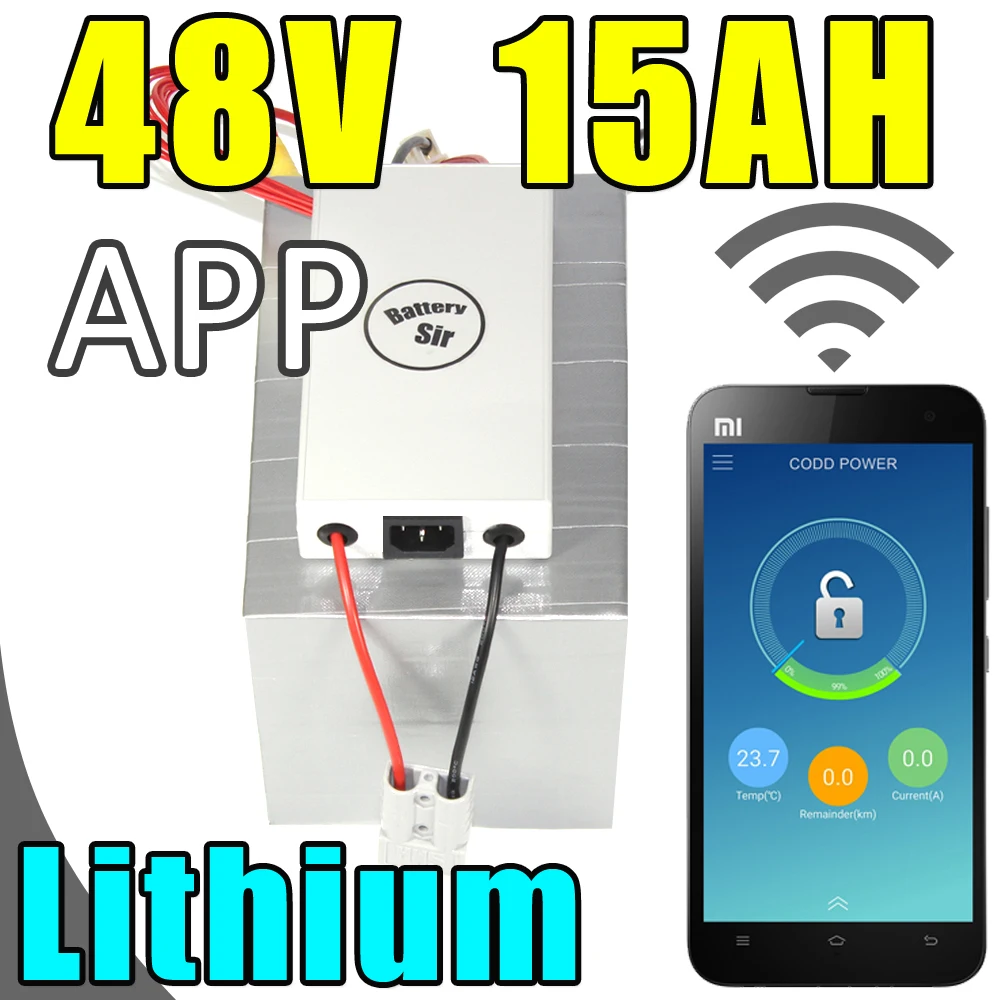 48v 15ah lithium battery app remote control Bluetooth electric bicycle Solar energy battery pack scooter ebike 1000w