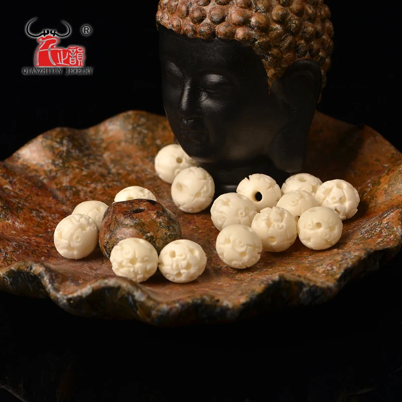 20PCS Natural yak bone bead hand-chain necklace DIY scatter beads Handmade Carved beads 12mm 10mm 8mm 6mm hole 1-2mm